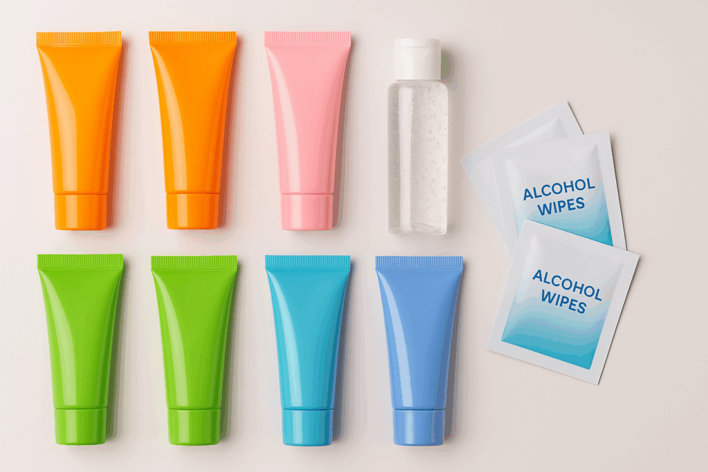 Tubos y toallitas de gel hidroalcoholico